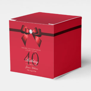 Posh Gem Bow & Ribbon 40th Birthday Favour Box