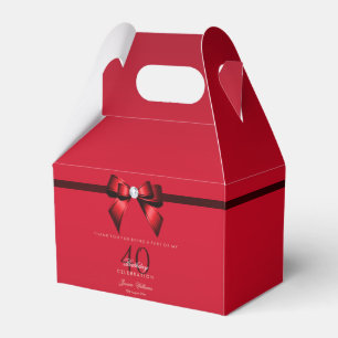 Posh Gem Bow & Ribbon 40th Birthday Favour Box