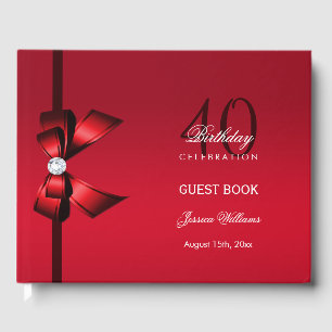 Posh Gem Bow & Ribbon 40th Birthday Guest Book