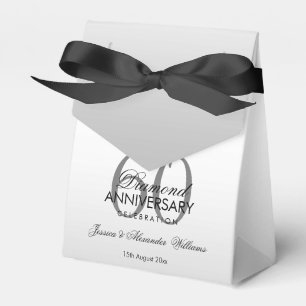 Posh Gem Bow & Ribbon 60th Wedding Anniversary Favour Box