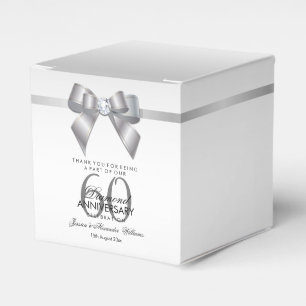 Posh Gem Bow & Ribbon 60th Wedding Anniversary Favour Box