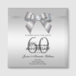 Posh Gem Bow & Ribbon 60th Wedding Anniversary Magnet<br><div class="desc">Custom 60th Wedding Anniversary party save the date magnets for couples sixtieth Anniversary events. All text, font and text colour is fully customisable to meet your requirements, if you would like help to customise your product or would like matching products, please contact me through my store and i will be...</div>