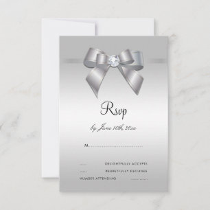 Posh Gem Bow & Ribbon 60th Wedding RSVP Card