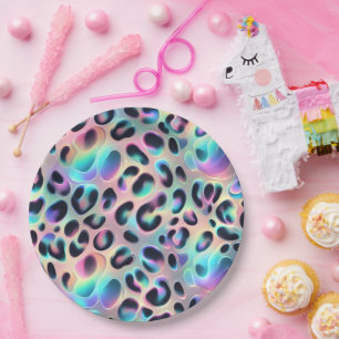 Posh Glam Opal Leopard Print Paper Plates
