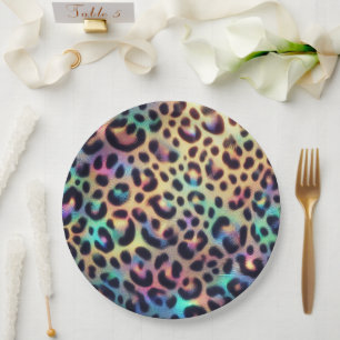 Posh Glam Opal Leopard Print Paper Plates