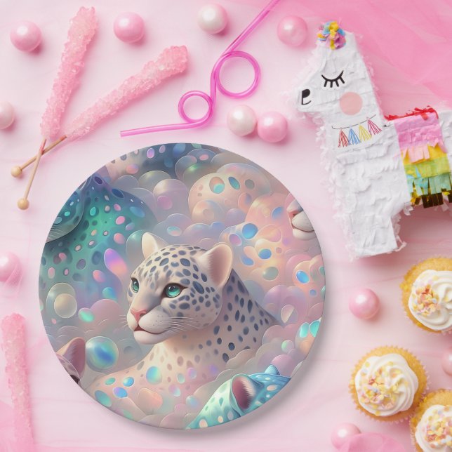 Posh Glam Opal Leopard Print Paper Plates (Party)