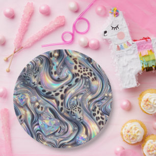 Posh Glam Opal Leopard Print Paper Plates