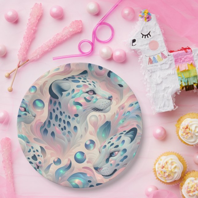 Posh Glam Opal Leopard Print Paper Plates (Party)