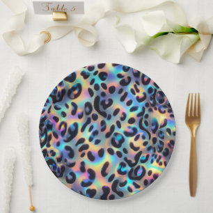 Posh Glam Opal Leopard Print Paper Plates