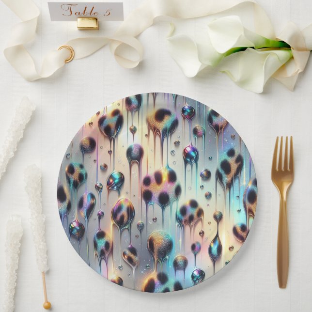 Posh Glam Opal Leopard Print Paper Plates (Wedding)