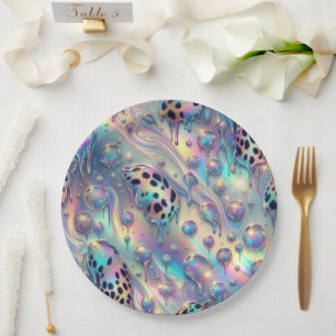 Posh Glam Opal Leopard Print Paper Plates
