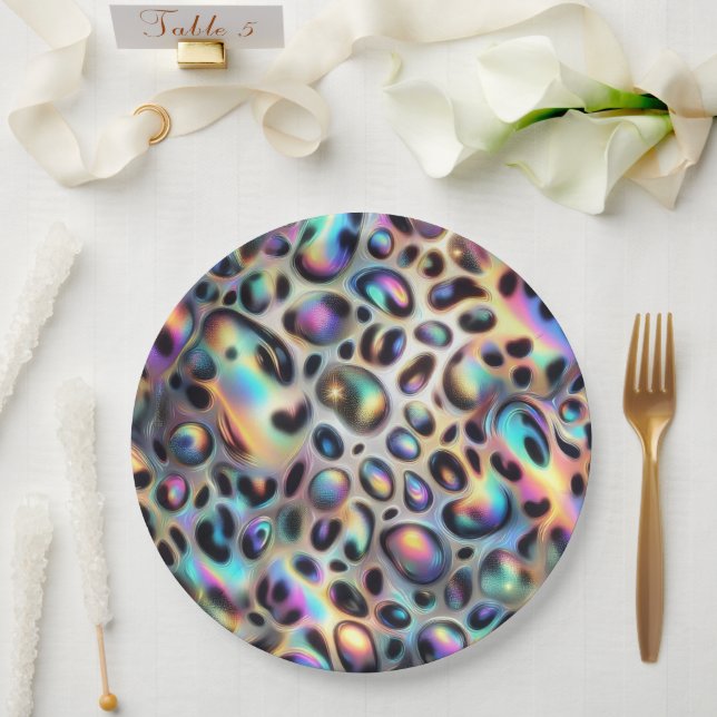 Posh Glam Opal Leopard Print Paper Plates (Wedding)