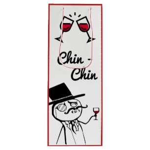 Posh Man With Top Hat Wine Toast Chin Chin Gift Bag