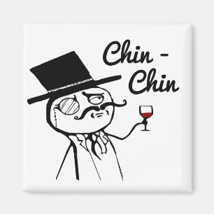 Posh Man With Top Hat Wine Toast Chin Chin Magnet