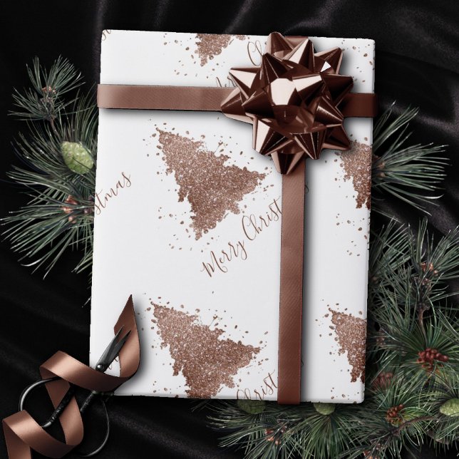 Posh Merry Christmas | Glam Rose Gold Blush Tree Wrapping Paper (Creator Uploaded)