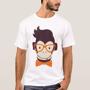 Posh Monkey llustration Modern White Art Trendy T-Shirt