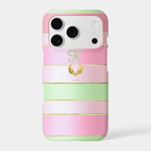 Posh Monogrammed Pastel Pink and Green