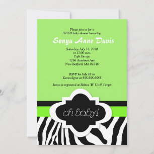 Posh "Oh Baby" Zebra Stripe 5x7 Baby Shower Invite