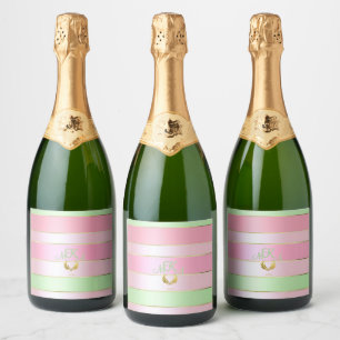 Posh Pastel Pink and Mint Green  Sparkling Wine Label