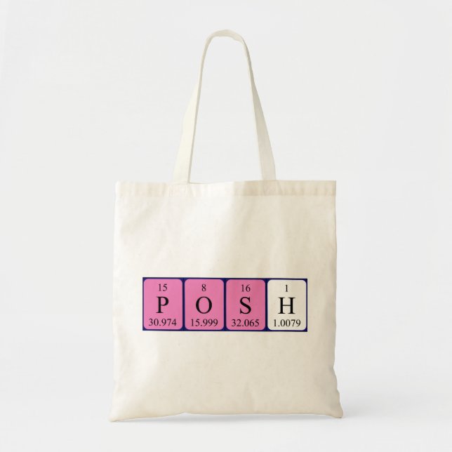 Posh periodic table name tote bag (Front)