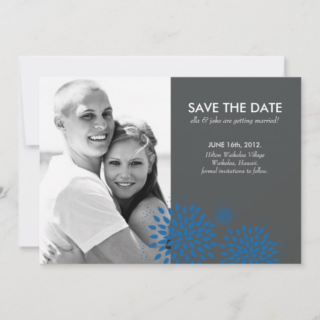 Posh Petals | Cerulean | Save the Date Invitation (Front)
