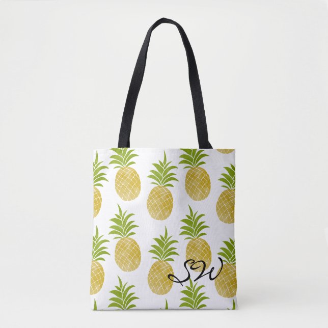Posh Pineapple Monogrammed Tote Bag (Front)