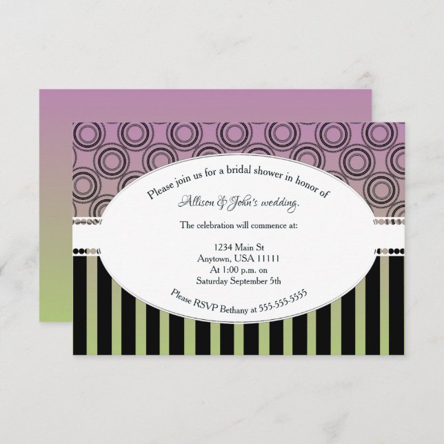 Posh Pink and Green Bridal Shower Invite (Front/Back)