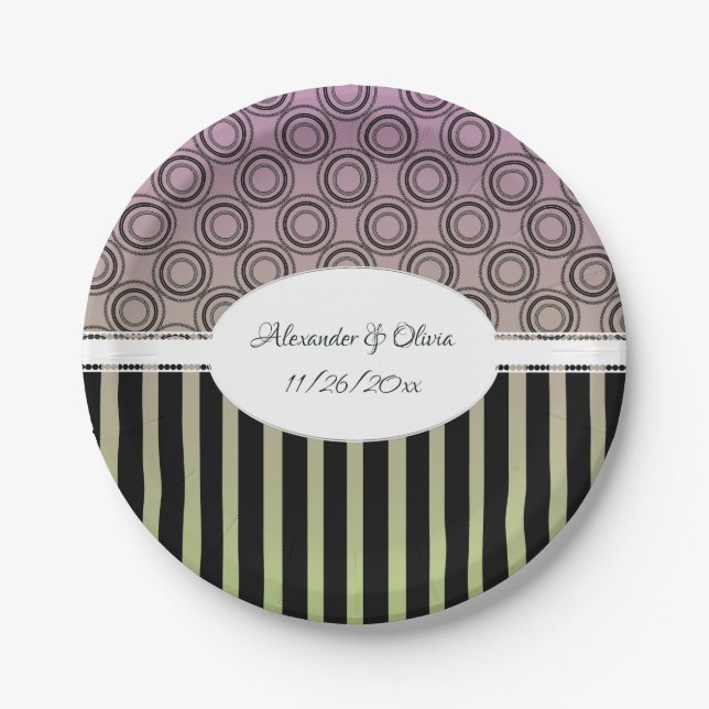 Posh Pink and Green Bridal Shower Paper Plate (Front)