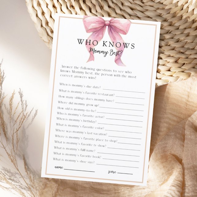 Posh Pink Coquette Bow Baby Shower Game (Creator Uploaded)