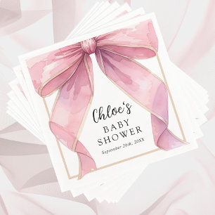 Posh Pink Coquette Bow Baby Shower Napkin
