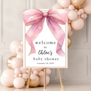 Posh Pink Coquette Bow Baby Shower Welcome Poster