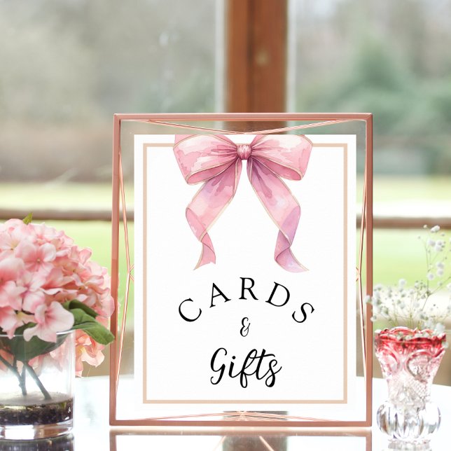Posh Pink Coquette Bow Cards and Gifts Sign (Creator Uploaded)