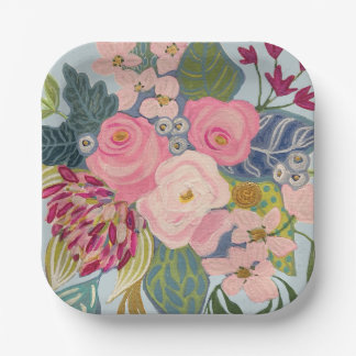 Posh Pink Roses Paper Plate