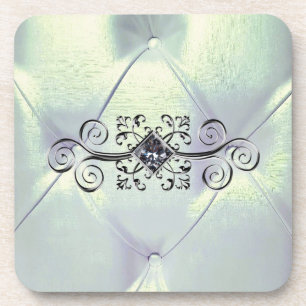 Posh pintuck satin and diamond coaster