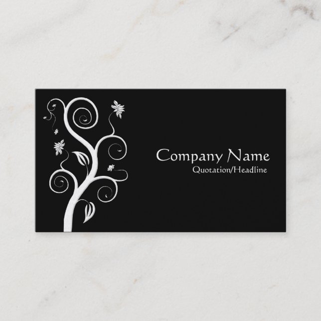 Posh Plant - White on Black (Gold) Business Card (Front)