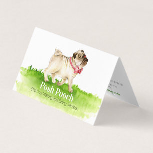 Posh pooch cute pug dog walking services business card