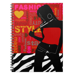Posh Popp Fashion Zebra red hot pink gold Notebook