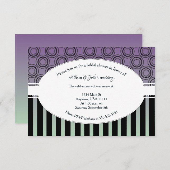 Posh Purple and Green Bridal Shower Invite (Front/Back)