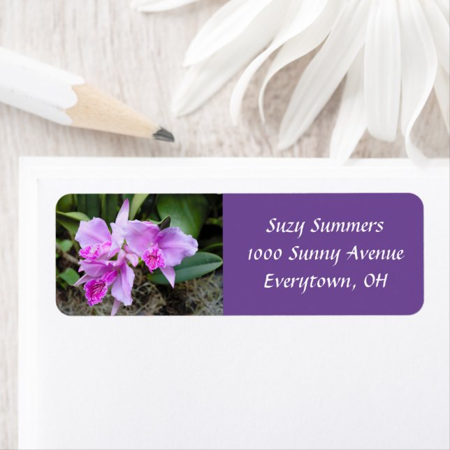 Posh Purple Orchids Address Label Return Address Label (Insitu)