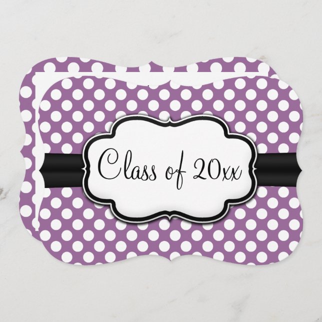 Posh Purple Polka Dot Graduation Invitation (Front/Back)