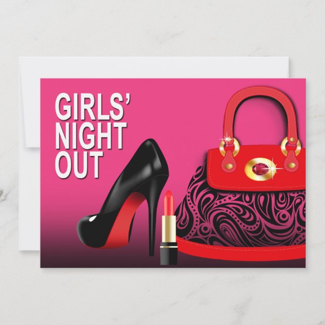 Posh Purse High Heels and Lipstick Girls Night Out Invitation (Front)