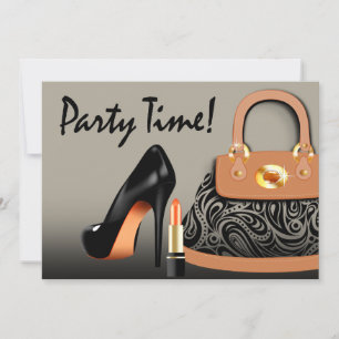 Posh Purse, High Heels and Lipstick Girls Party Invitation