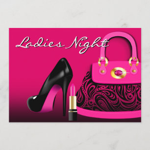 Posh Purse High Heels and Lipstick Ladies Night Invitation