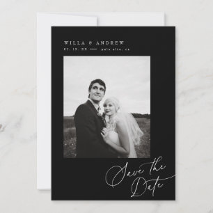 Posh Script Save The Date Photo Card Announcement 