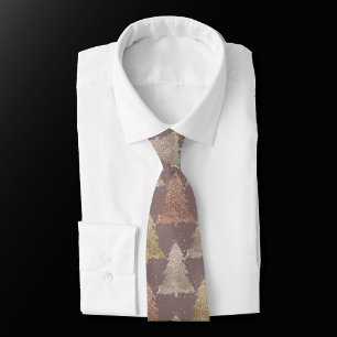 Posh Tree Pattern   Champagne Taupe Christmas Tie