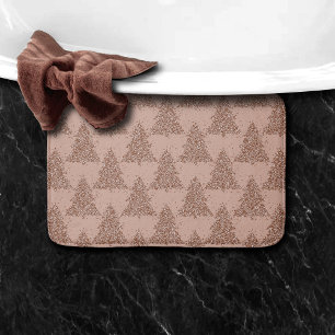 Posh Tree Pattern   Glam Rose Gold Blush Christmas Bath Mat