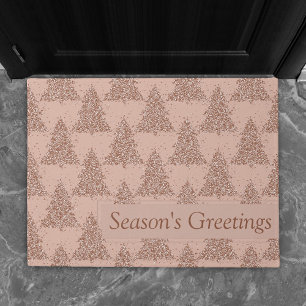 Posh Tree Pattern Glam Rose Gold Blush Christmas Doormat