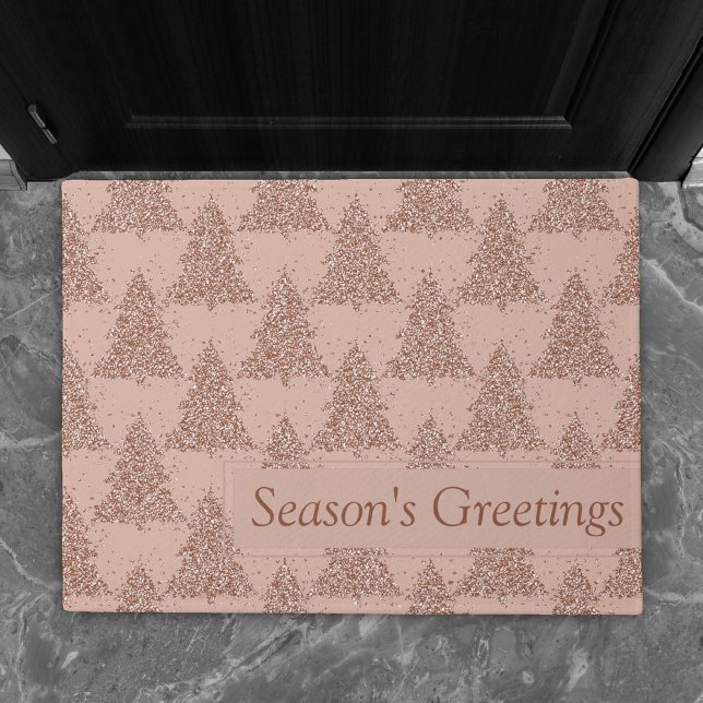 Posh Tree Pattern | Glam Rose Gold Blush Christmas Doormat (Creator Uploaded)