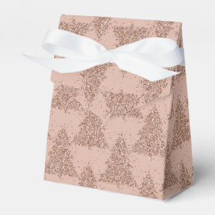 Posh Tree Pattern Glam Rose Gold Blush Christmas Favour Box