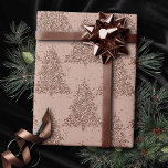 Posh Tree Pattern | Glam Rose Gold Blush Christmas Wrapping Paper<br><div class="desc">Tis the season to celebrate! Glamourous faux metallic copper and stunning rose gold patterned palette from the holiday party, hosting, and gifting accessories collection. This fun festive design features a whimsical sparkly Christmas trees with a frisky paint splatter enhanced with faux metallic glitter along with a matching low profile solid...</div>